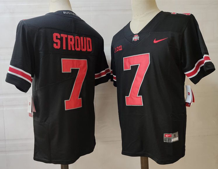 Men Ohio State Buckeyes #7 Stroud Black Nike 2025 NCAA Jersey